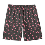 Pink Cherry Pattern Print Men's Swim Trunks