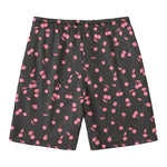 Pink Cherry Pattern Print Men's Swim Trunks