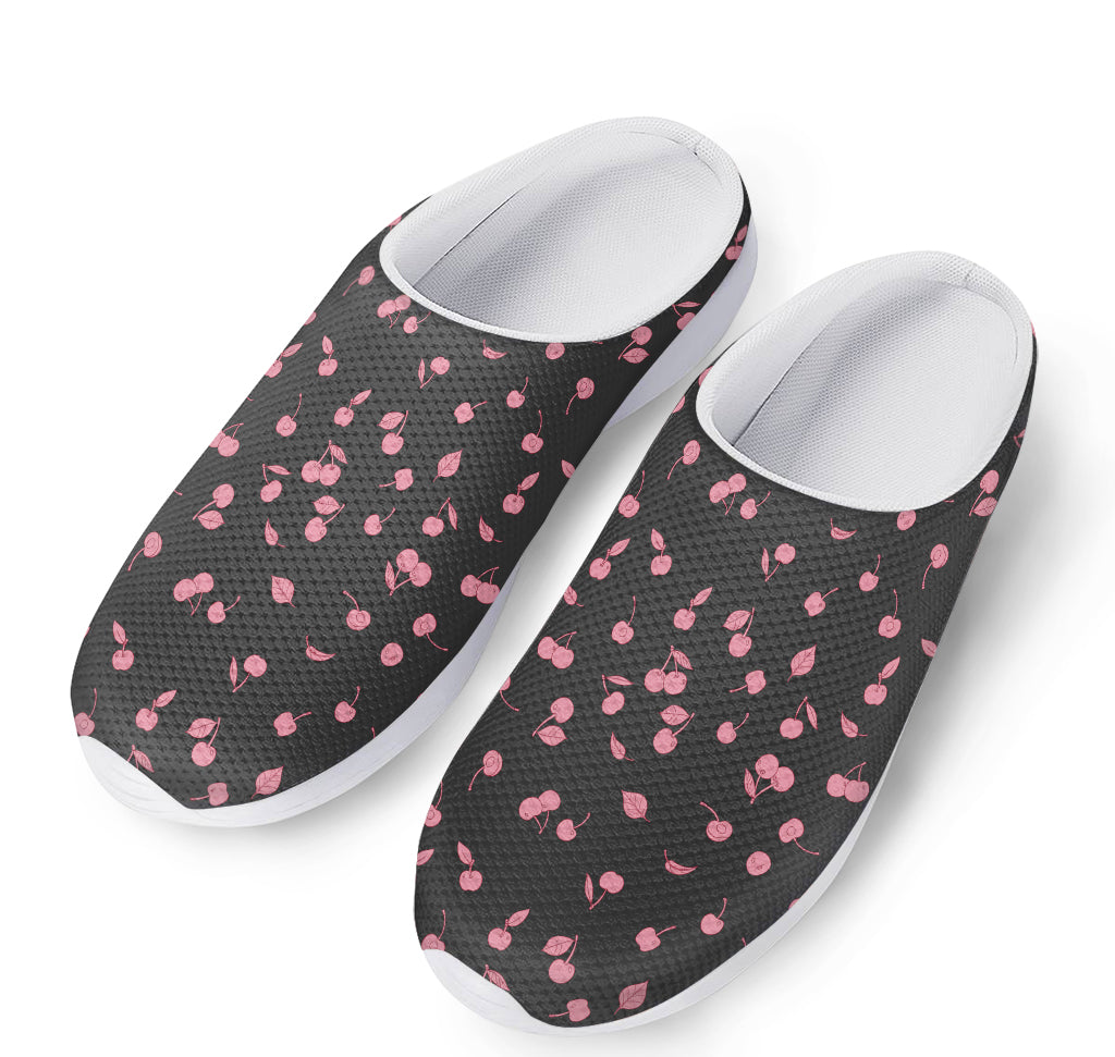 Pink Cherry Pattern Print Mesh Casual Shoes