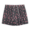 Pink Cherry Pattern Print Mesh Shorts