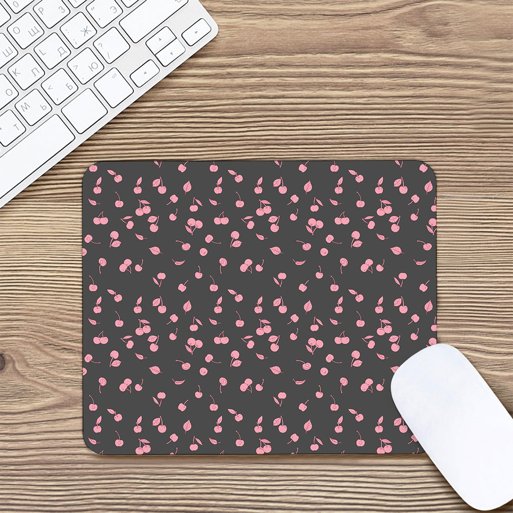 Pink Cherry Pattern Print Mouse Pad