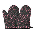 Pink Cherry Pattern Print Oven Mitts