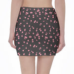 Pink Cherry Pattern Print Pencil Mini Skirt