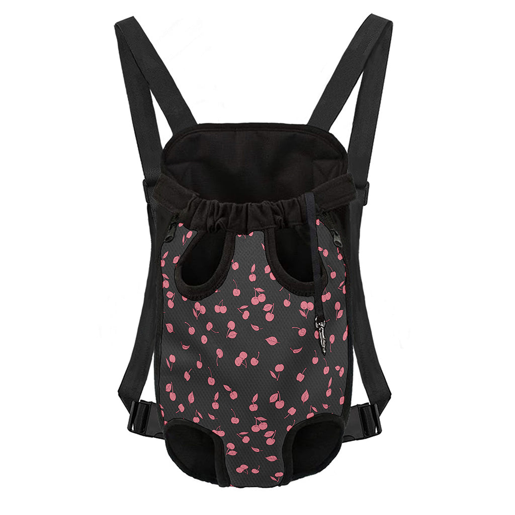 Pink Cherry Pattern Print Pet Carrier Backpack