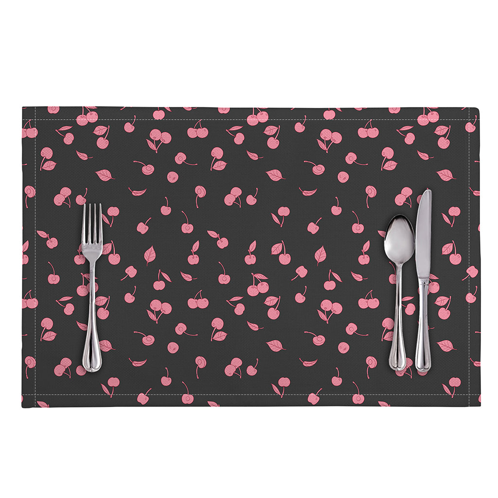 Pink Cherry Pattern Print Placemat