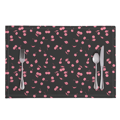 Pink Cherry Pattern Print Placemat