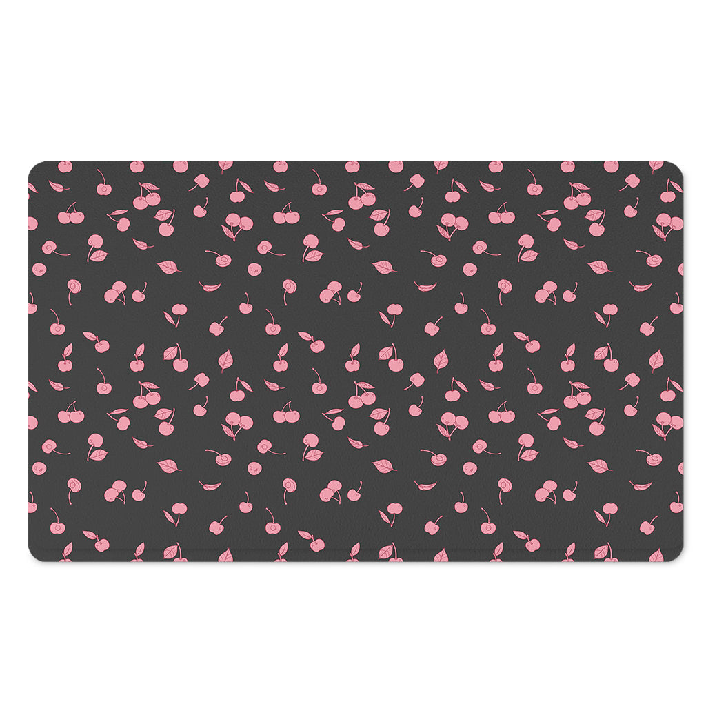 Pink Cherry Pattern Print Polyester Doormat