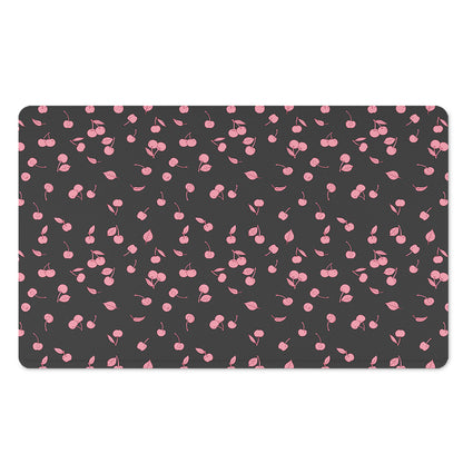 Pink Cherry Pattern Print Polyester Doormat