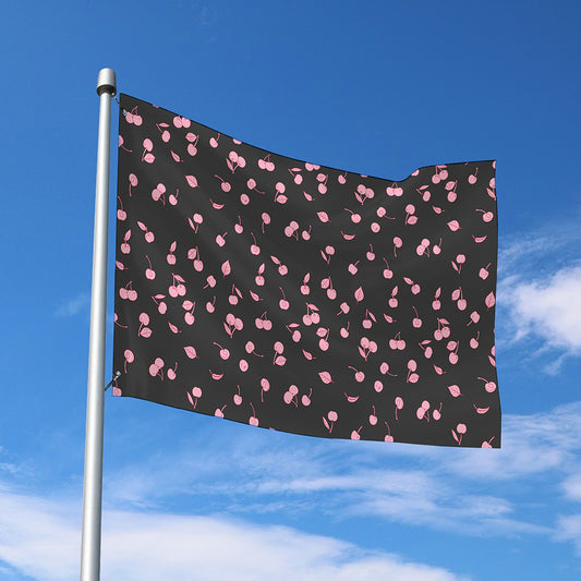 Pink Cherry Pattern Print Polyester Flag
