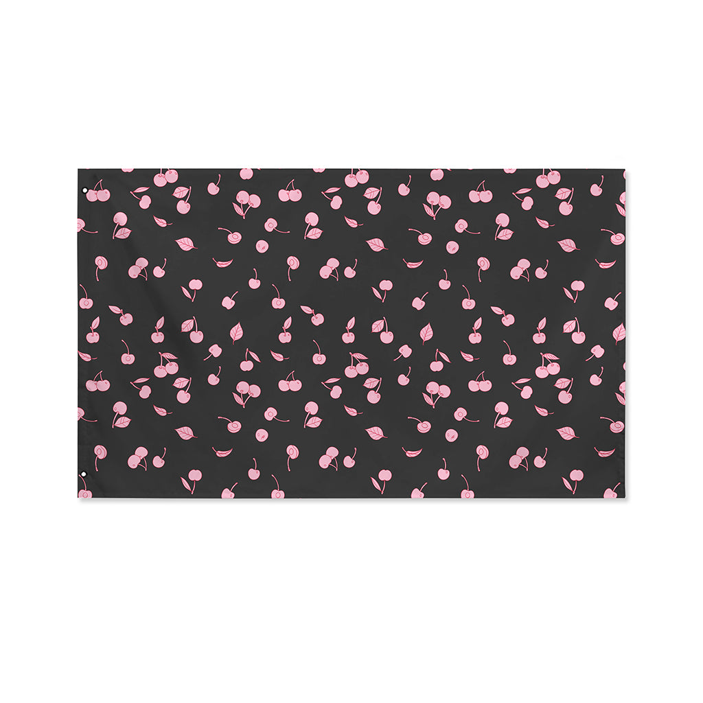 Pink Cherry Pattern Print Polyester Flag