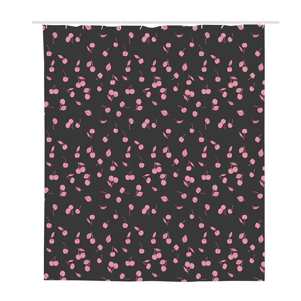 Pink Cherry Pattern Print Polyester Shower Curtain