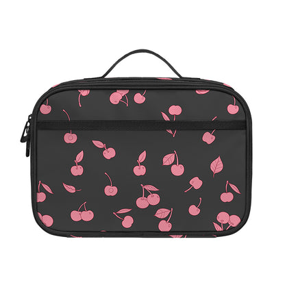 Pink Cherry Pattern Print Portable Lunch Bag
