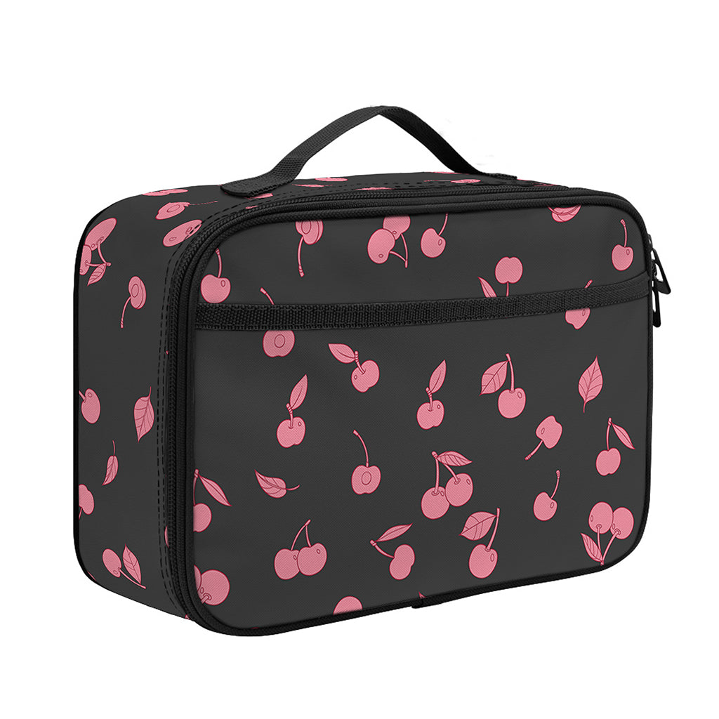 Pink Cherry Pattern Print Portable Lunch Bag