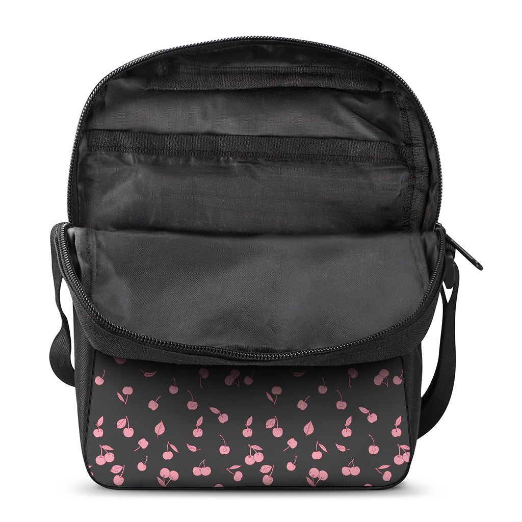 Pink Cherry Pattern Print Rectangular Crossbody Bag
