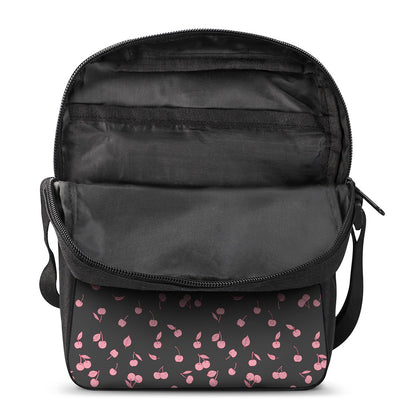 Pink Cherry Pattern Print Rectangular Crossbody Bag