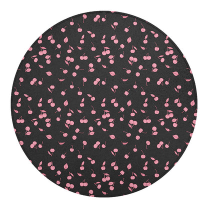 Pink Cherry Pattern Print Round Blanket