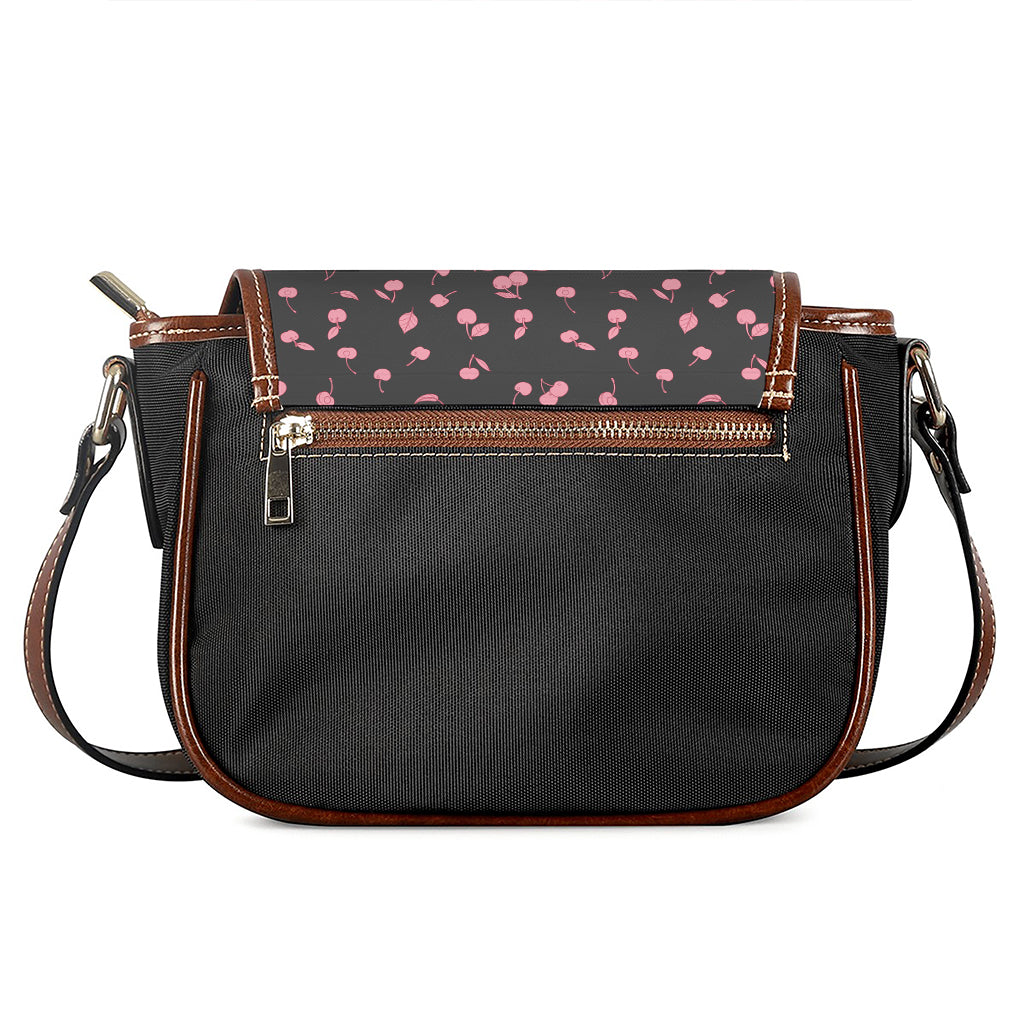 Pink Cherry Pattern Print Saddle Bag