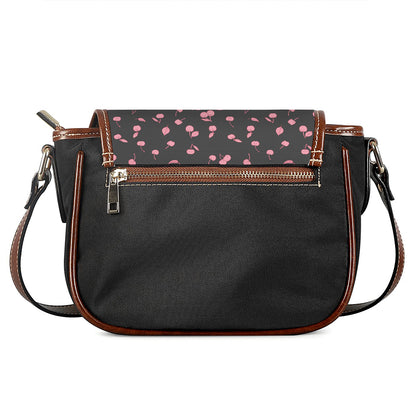 Pink Cherry Pattern Print Saddle Bag