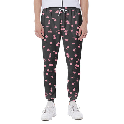 Pink Cherry Pattern Print Scuba Joggers