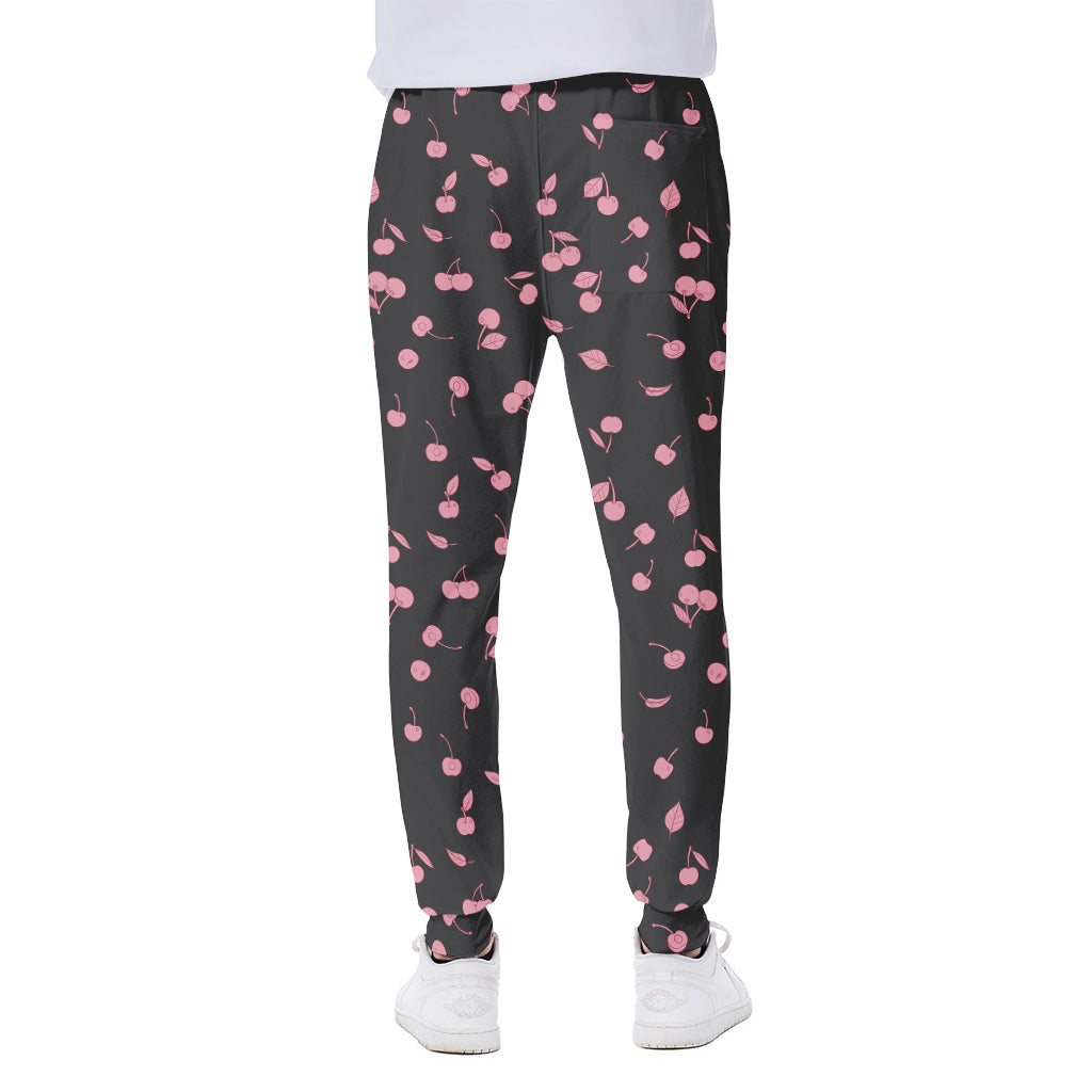 Pink Cherry Pattern Print Scuba Joggers