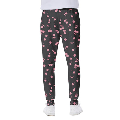 Pink Cherry Pattern Print Scuba Joggers