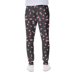 Pink Cherry Pattern Print Scuba Joggers