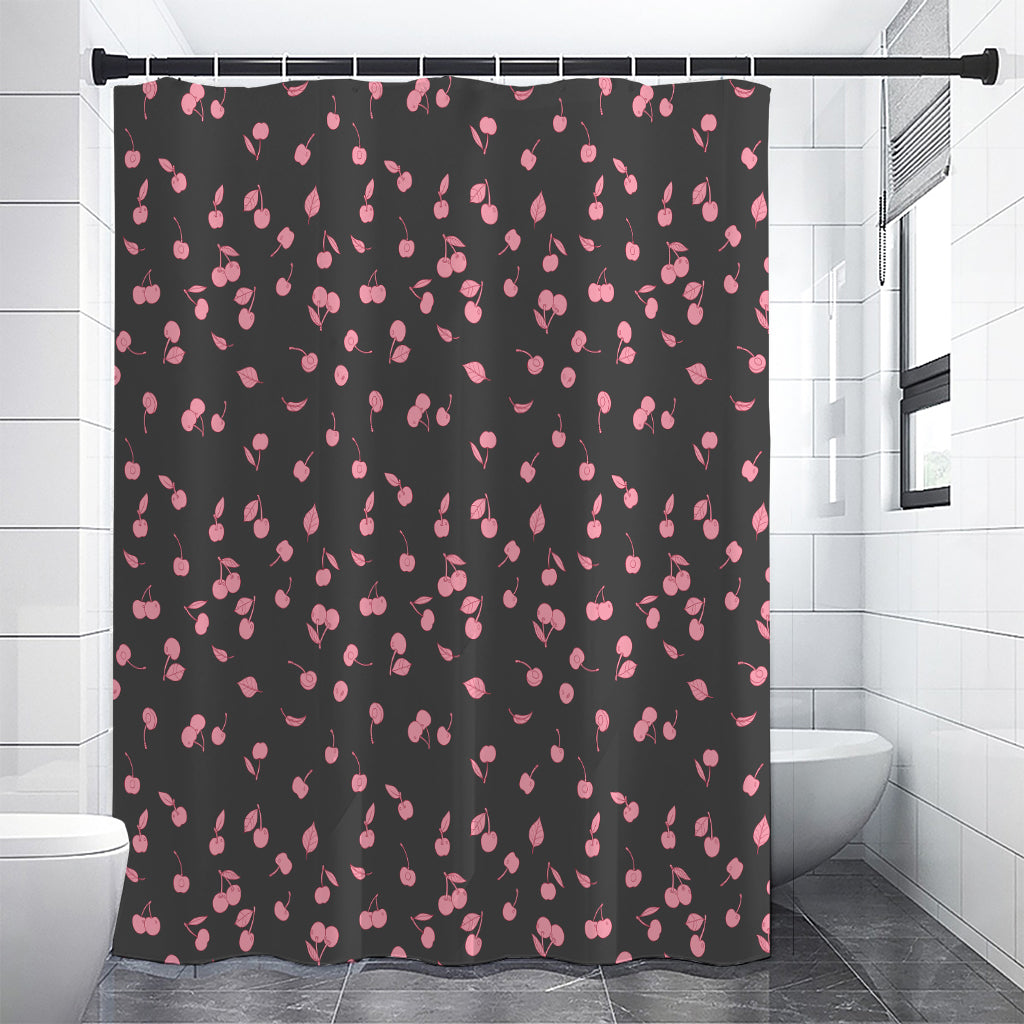 Pink Cherry Pattern Print Shower Curtain