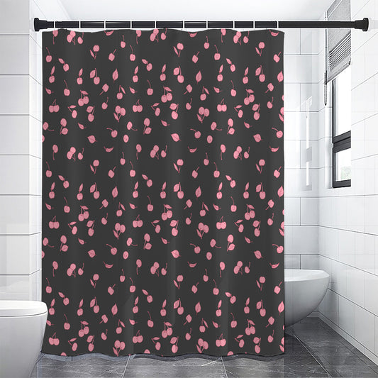 Pink Cherry Pattern Print Shower Curtain