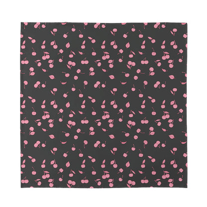 Pink Cherry Pattern Print Silk Bandana