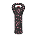 Pink Cherry Pattern Print Single Neoprene Wine Tote