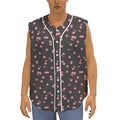 Pink Cherry Pattern Print Sleeveless Baseball Jersey
