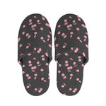 Pink Cherry Pattern Print Slippers