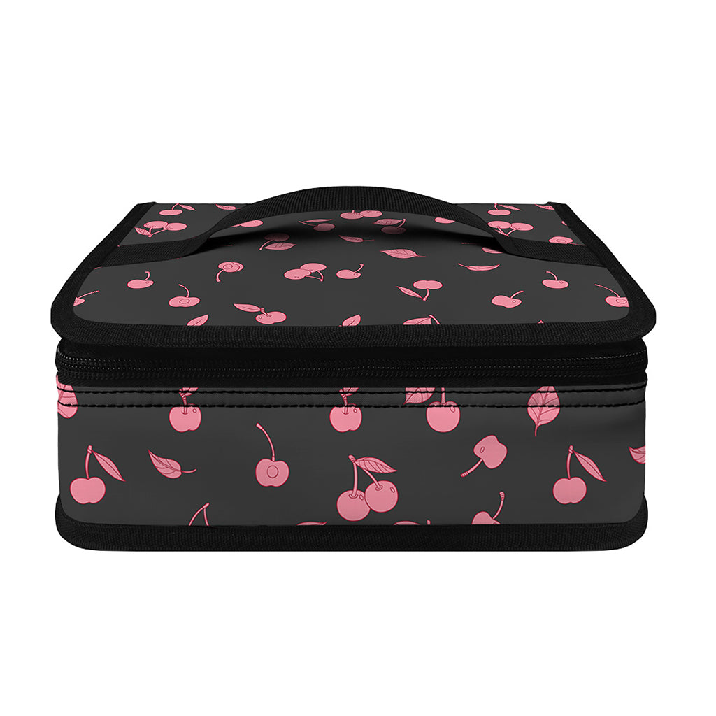 Pink Cherry Pattern Print Small Lunch Bag