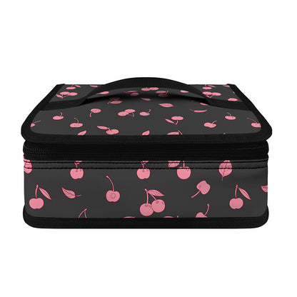 Pink Cherry Pattern Print Small Lunch Bag