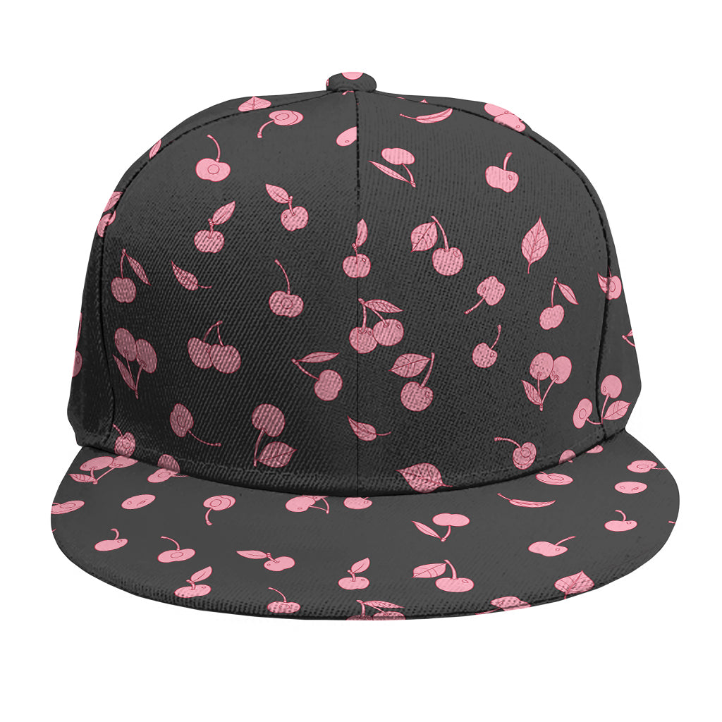 Pink Cherry Pattern Print Snapback Cap
