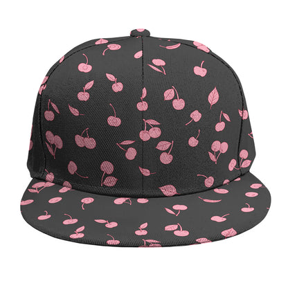 Pink Cherry Pattern Print Snapback Cap