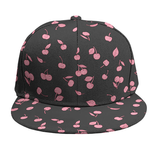 Pink Cherry Pattern Print Snapback Cap
