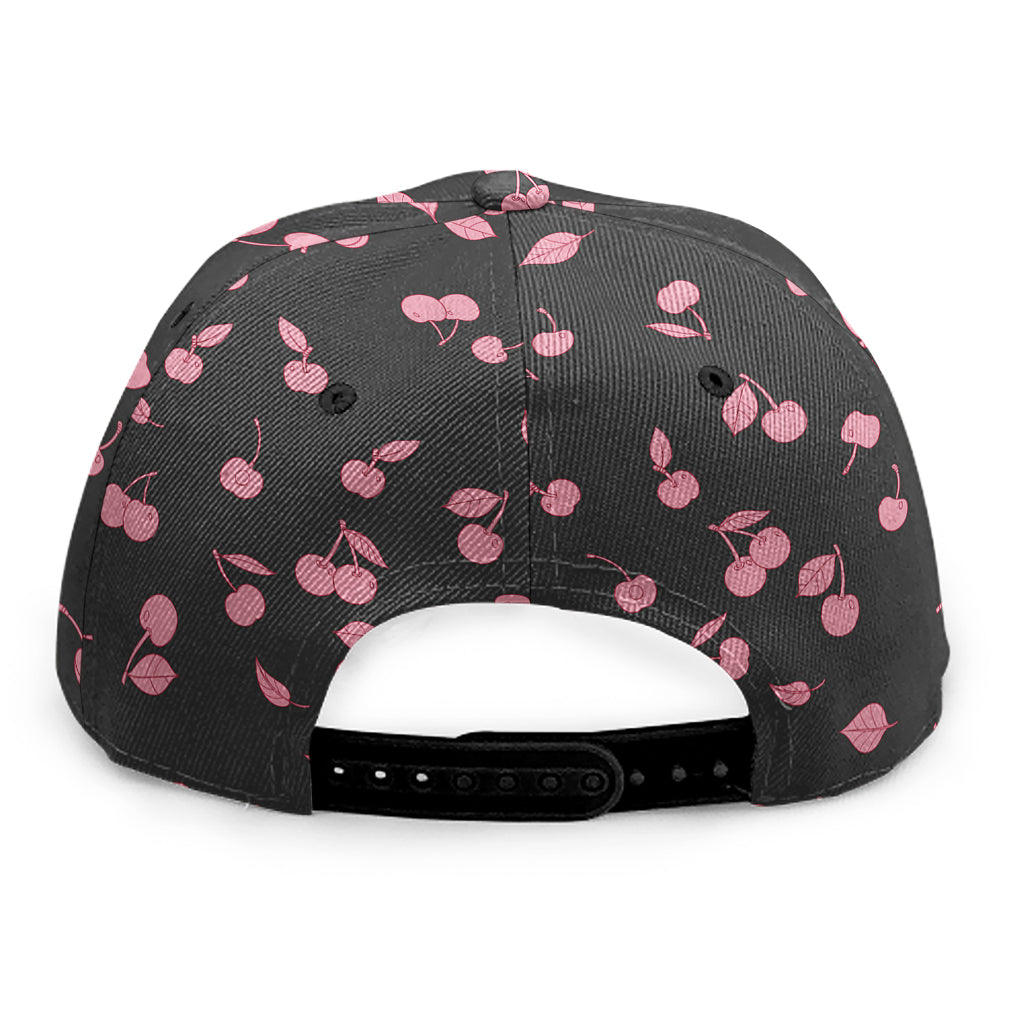 Pink Cherry Pattern Print Snapback Cap