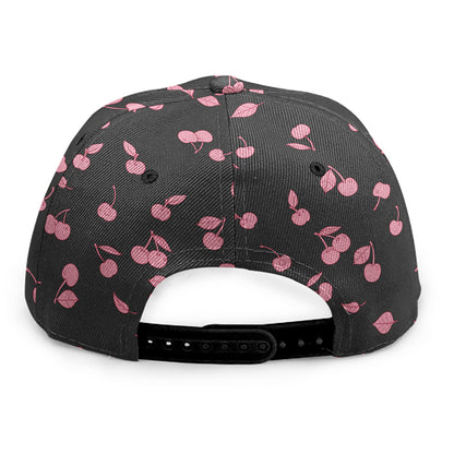 Pink Cherry Pattern Print Snapback Cap