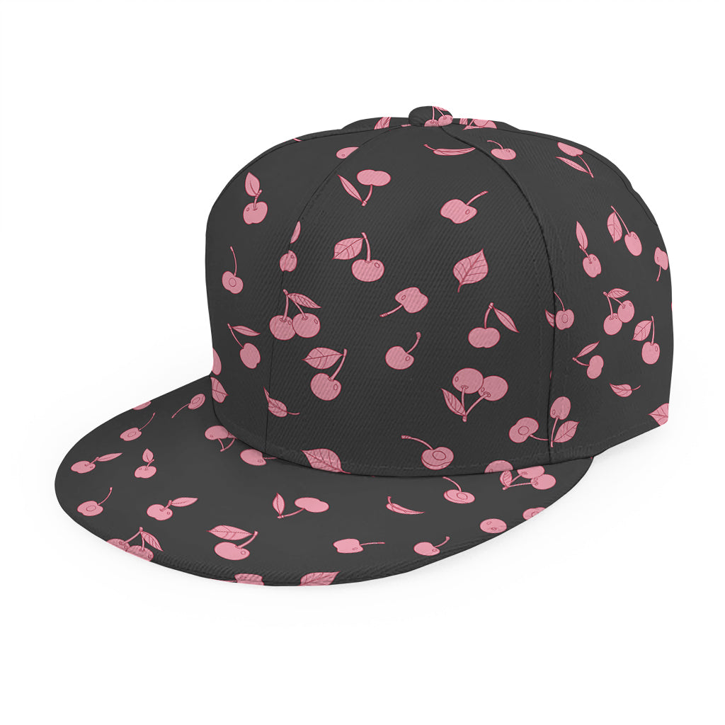 Pink Cherry Pattern Print Snapback Cap