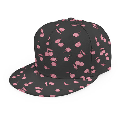 Pink Cherry Pattern Print Snapback Cap