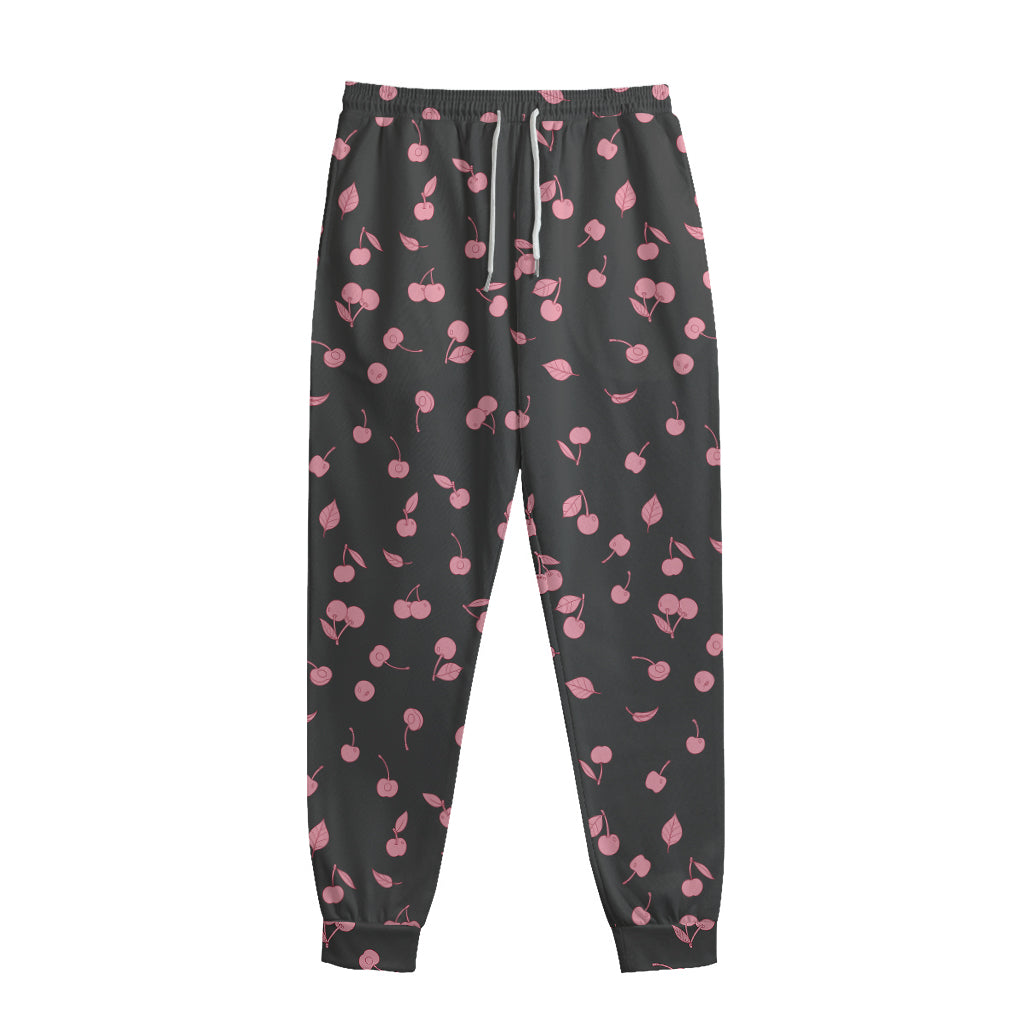 Pink Cherry Pattern Print Sweatpants