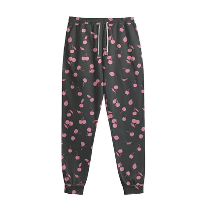 Pink Cherry Pattern Print Sweatpants