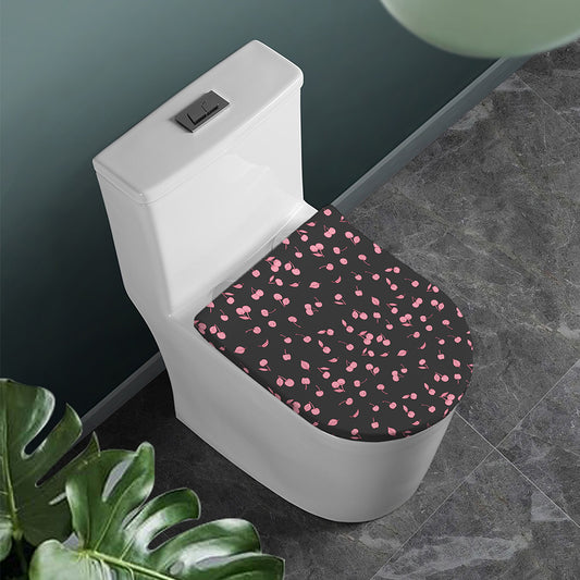 Pink Cherry Pattern Print Toilet Lid Cover