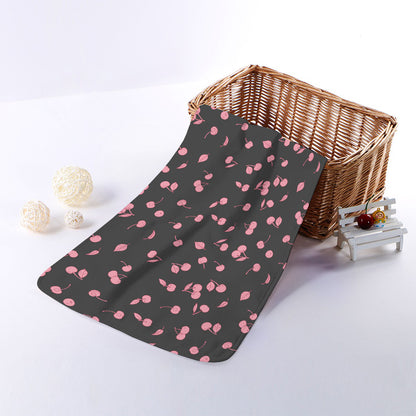 Pink Cherry Pattern Print Towel