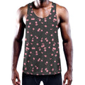 Pink Cherry Pattern Print Men's Workout Tank Top