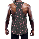 Pink Cherry Pattern Print Training Tank Top