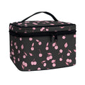 Pink Cherry Pattern Print Travel Makeup Bag