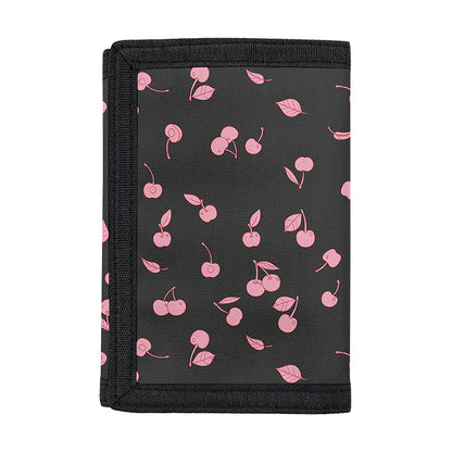 Pink Cherry Pattern Print Trifold Wallet