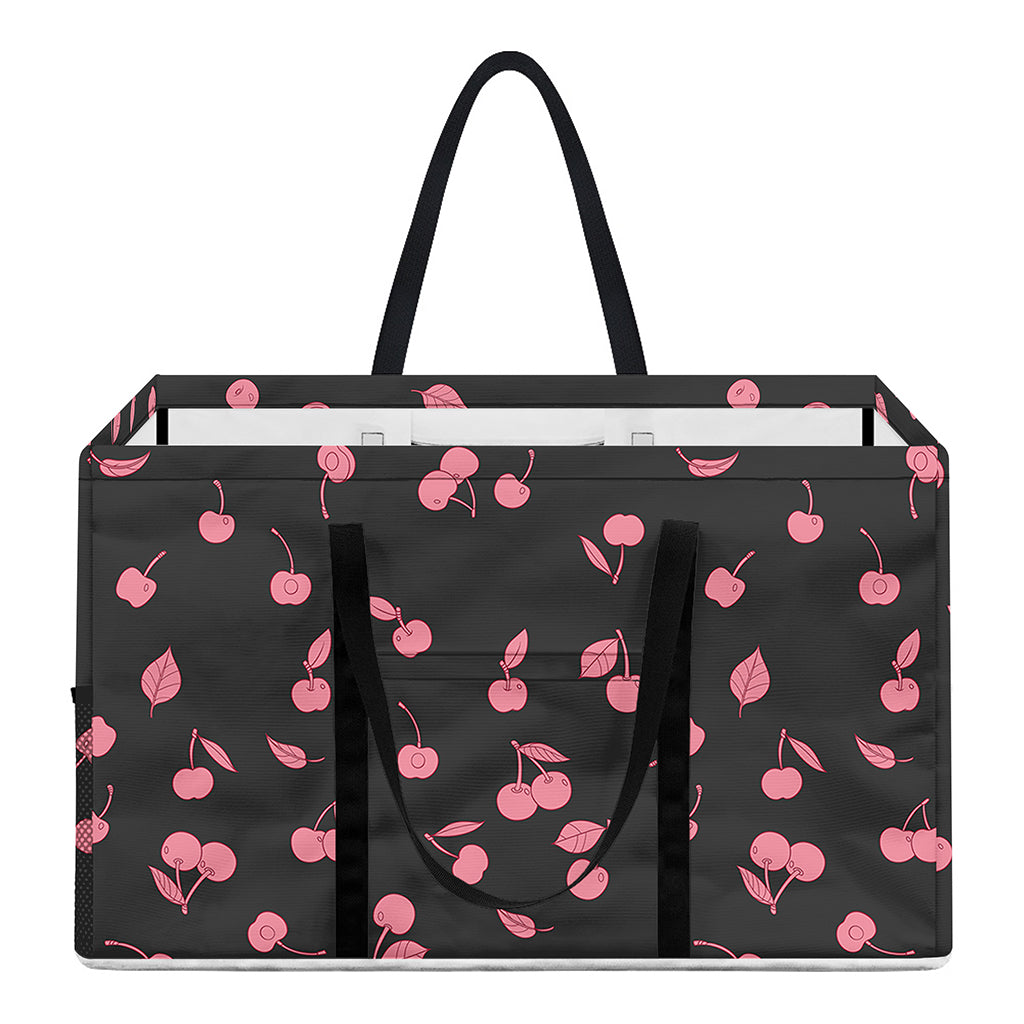 Pink Cherry Pattern Print Utility Tote Bag